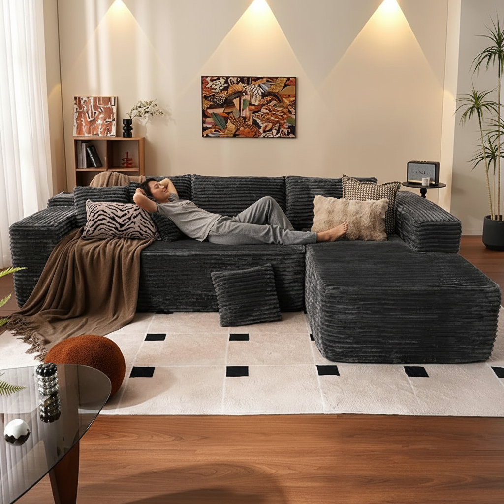 Corduroy L-Shape Sectional - Standard