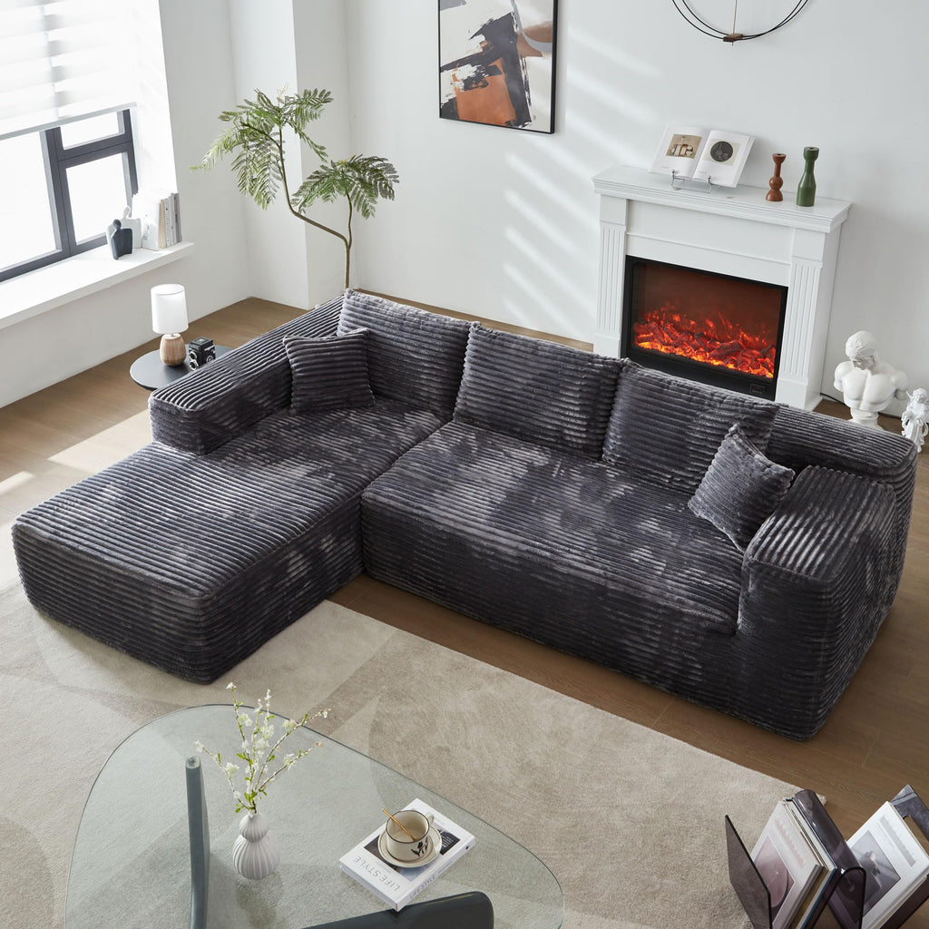 Corduroy L-Shape Sectional with Chaise