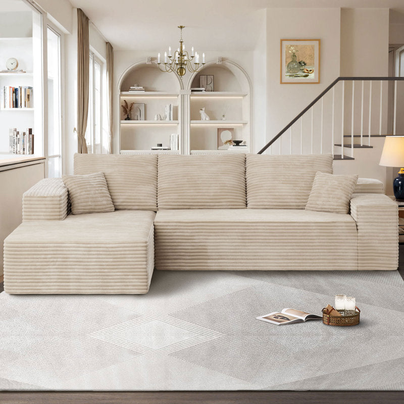 Corduroy L-Shape Sectional - Low Profile